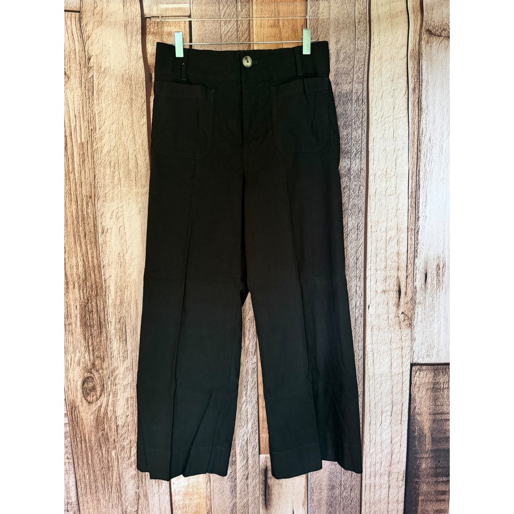 Maeve The Colette Cropped Wide Leg Pants Black High Rise Minimalist Versatile 29